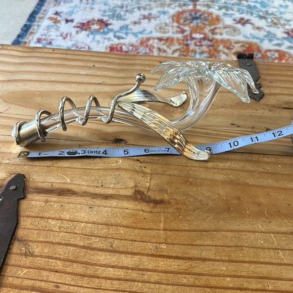 Vintage Clear Blown Glass Trumpet Lily Flower / Bud / Stem Vase In Silver Plate. - Picture 9 of 11